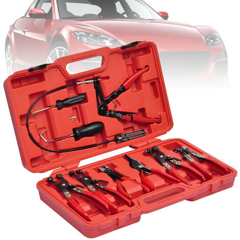 Hengda 11pcs Pince à colliers de serrage pour tuyaux Clip pour tuyaux Outil valise kit voiture - Noir
