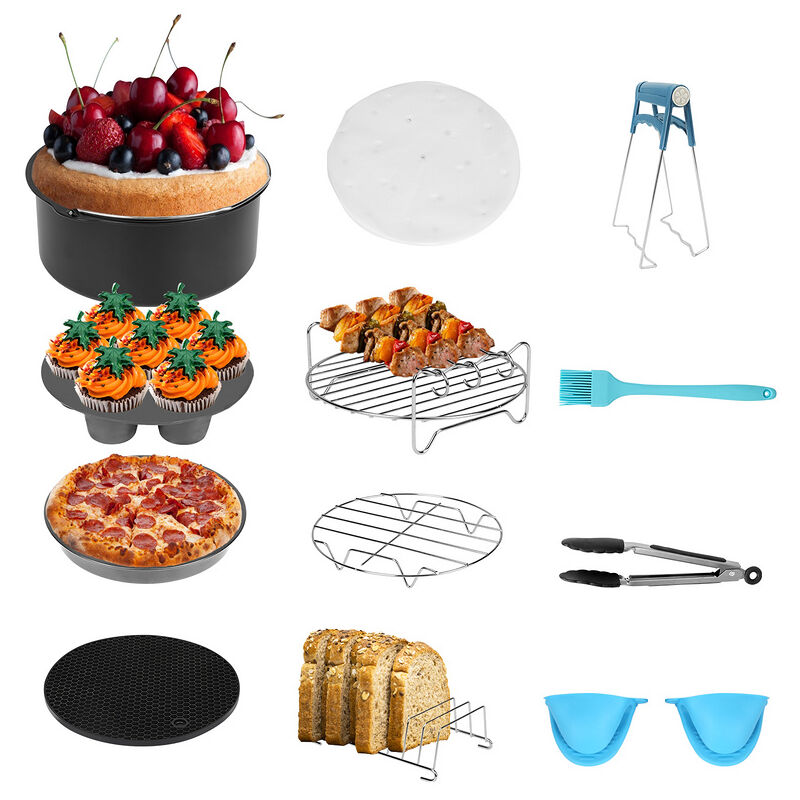 Hengda - 12 Pièces Accessoires pour friteuse Air Fryer Kit d'accessoires universels pour friteuse à air chaud de 8 pouces