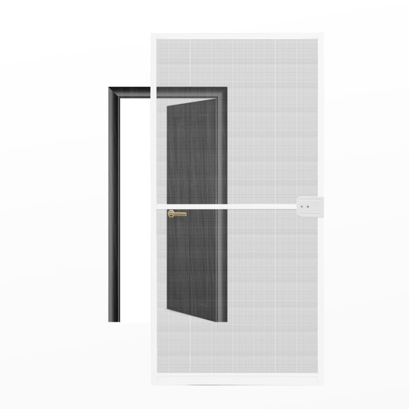 Hengda 120x240CM Moustiquaire Porte Aluminium moustiquaire à cadre moustiquaire à gaze protection UV imperméable Blanc