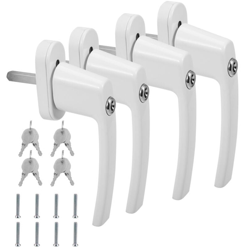 Hengda - Poignée de fenêtre en aluminium Olive de fenêtre verrouillable avec serrure Poignée de fenêtre de sécurité blanc 4X