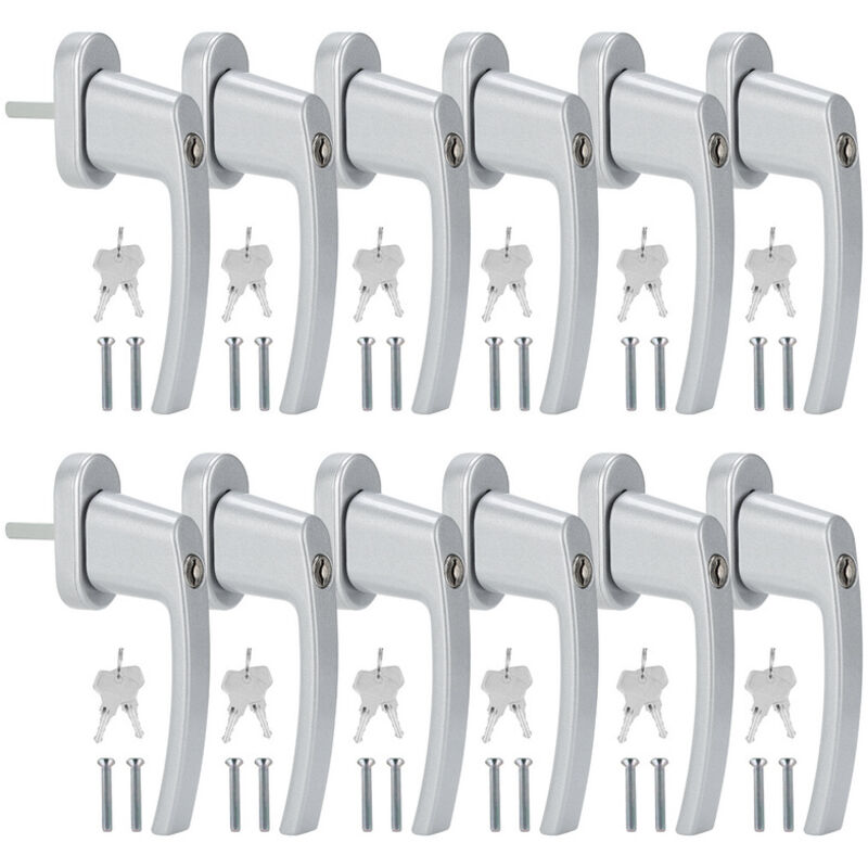 Hengda - Poignée de fenêtre Verrouillable Poignée de fenêtre Clé Alu Sécurité Enfants Gris 12X