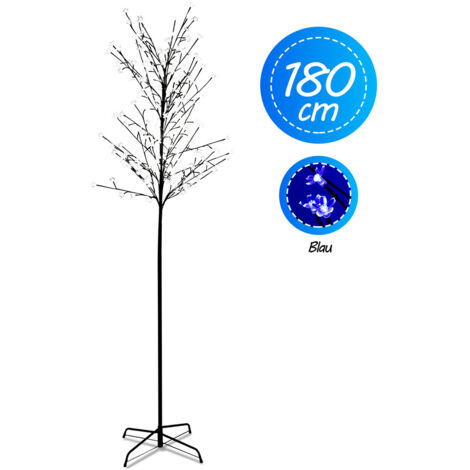 hengda 1.8m Arbre à fleurs de cerisier lumineux avec 200 lumières LEDs Décoration d'arbre de Noël IP44 Imperméable 5 m de câble pour Extérieur, Jardin, Chemin (Bleu)