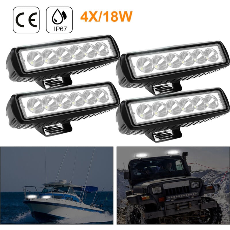 Hengda Focos Led para Tractores 48W Cuadrado 4 Piezas Focos de Coche IP67  Impermeable Luz de