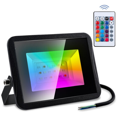 Hengda 1X10W RGB LED Strahler mit Fernbedienung RGB Strahler Außenstrahler Flutlichtstrahler