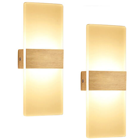 Hengda 2 Stueck LED Wandleuchte innen 12W Modern Wandlampe Acryl Wandbeleuchtung fuer Wohnzimmer Schlafzimmer Treppenhaus Flur,Warmweiss