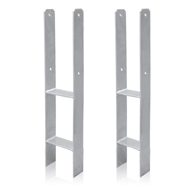 2 x ancres h support de poteau Ancre de poteau galvanisée à chaud 600MM Ancre de poteau h 121MM - Argent - Hengda