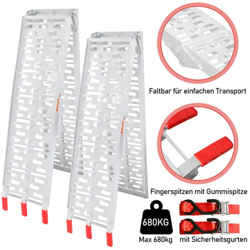 Image of Swanew 2er Auffahrrampe Auffahrschiene Klappbar max. 680kg alu Verladerampe