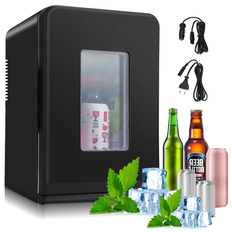 Image of Hengda - 2in1 Mini frigo Box 15 Litri Funzione Raffreddamento e Riscaldamento Portatile ac dc 220-240V/12V Presa e accendisigari scalda Sigaretta