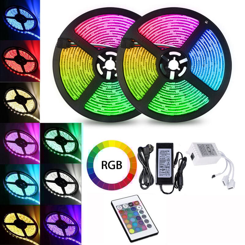 Hengda - 3m Ruban led. bande led rgb 5050 smd. bande led 30 led. led non étanche (IP20). avec télécommande 24 boutons