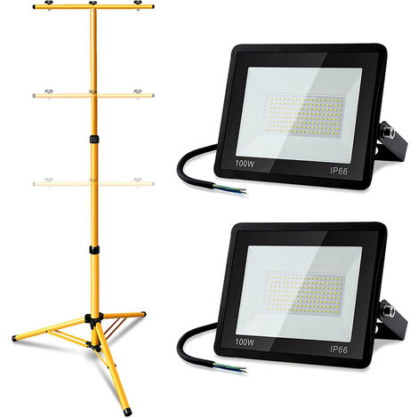 Aigostar - Projecteur de Chantier LED 100W,8800LM,Lampe Chantier avec  Prise,étanchéité e Portable,Lampe de Travail Mince et Léger, Rotation à
