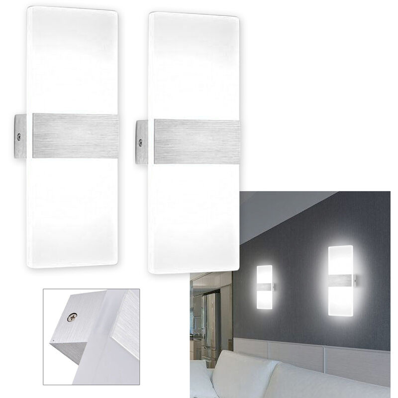 2X 12W Applique Murale led Extérieure intérieur moderne Escalier spot mural Couloir Lampe Up Down Lumière Déco jardin Blanc Froid - Hengda