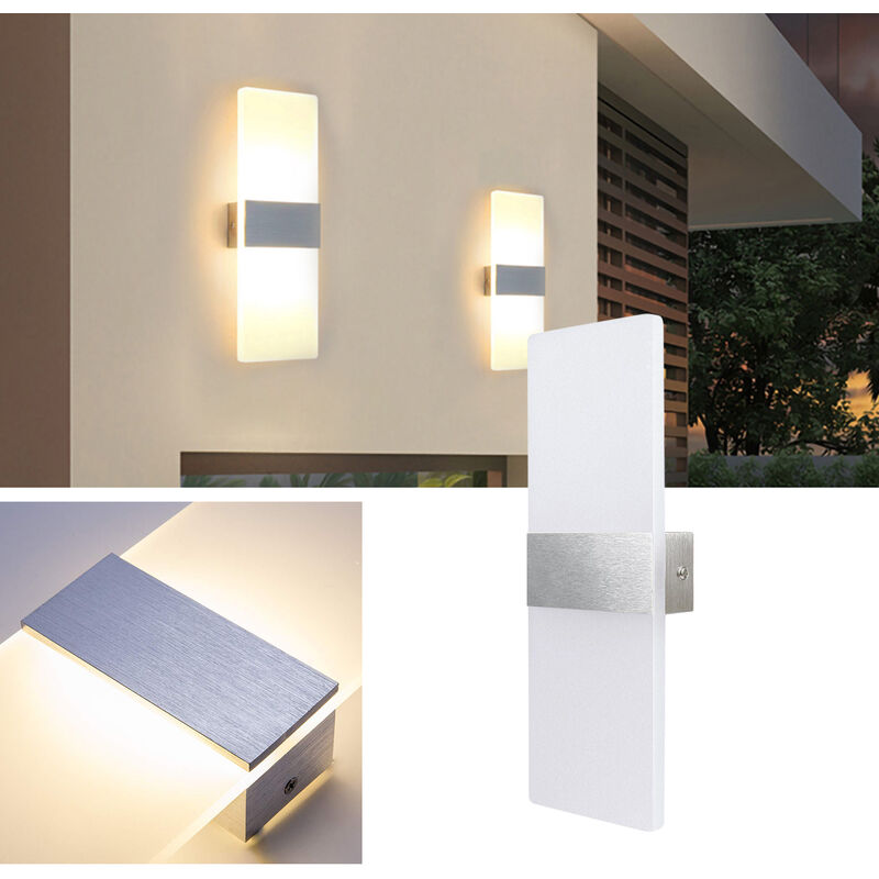 2X 6W Applique Murale led Extérieure intérieur moderne Escalier spot mural Couloir Lampe Up Down Lumière Déco jardin Blanc chaud - Hengda