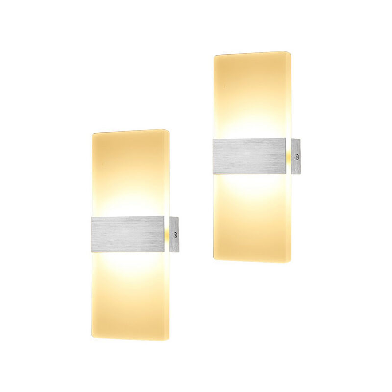 Image of 2X led applique Applique da esterno Applique da interno Effetto applique Lampada da corridoio Bianco caldo 12W - Bianco - Hengda