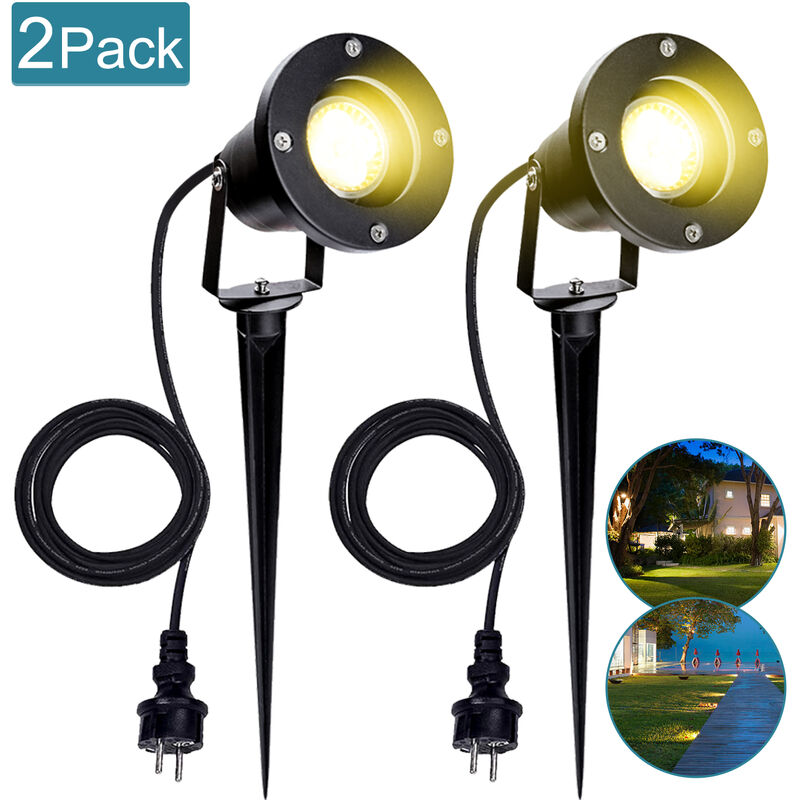 Hengda - 2X Spot de jardin led spot extérieur led blanc chaud IP65 lumière de jardin 4W GU10 pré pour extérieur pré de jardin