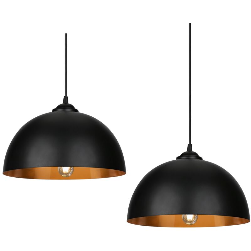 2x Suspension Industrielle Vintage Suspension Luminaire design luminaire plafonnier salon salle à manger Métal Retro E27 - Hengda