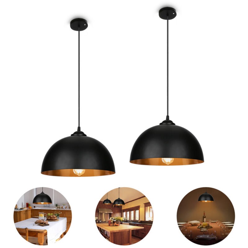 Swanew 2x Suspension Luminaire Lampe suspendue Abat-jour Cuisine Design Lampe suspendue