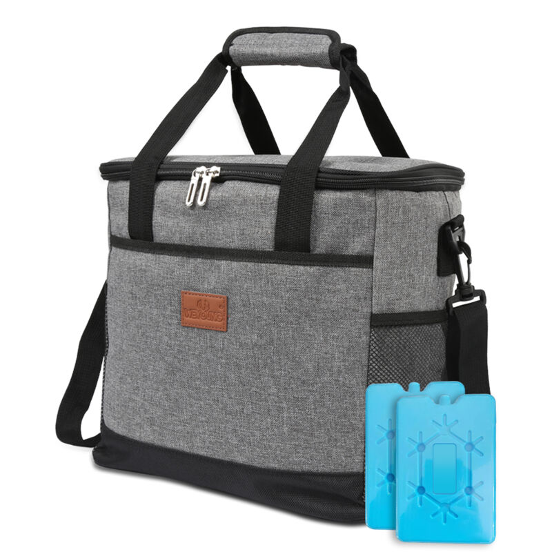 33L Sac Isotherme Glacière Souple Isotherme Sac Picnic Pliable Imperméable Sac Réfrigérant à Repas Déjeuner Bureau Nique Gris - Hengda