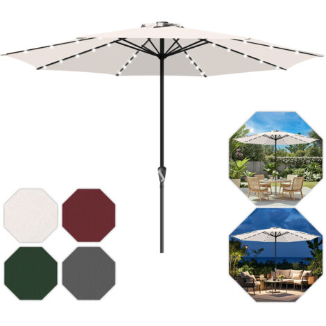 Hengda Ø350cm ombrellone parasole UV40+ giardino ombrellone patio protezione UV led solare giardino rotondo,Beige