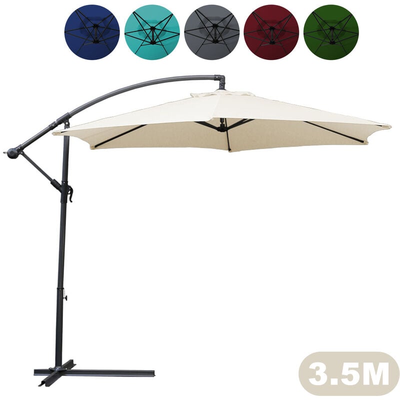 350cm Parasol - parasol jardin. parasol deporté. parasol de balcon. Beige - Beige - Tolletour