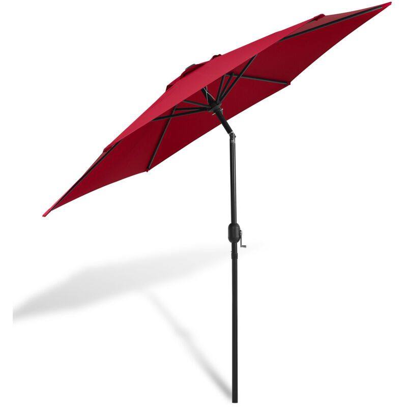 Parasol de jardin 2.7m hydrofuge avec manivelle jardin UV40+ balcon extérieur, rouge, 2.7m