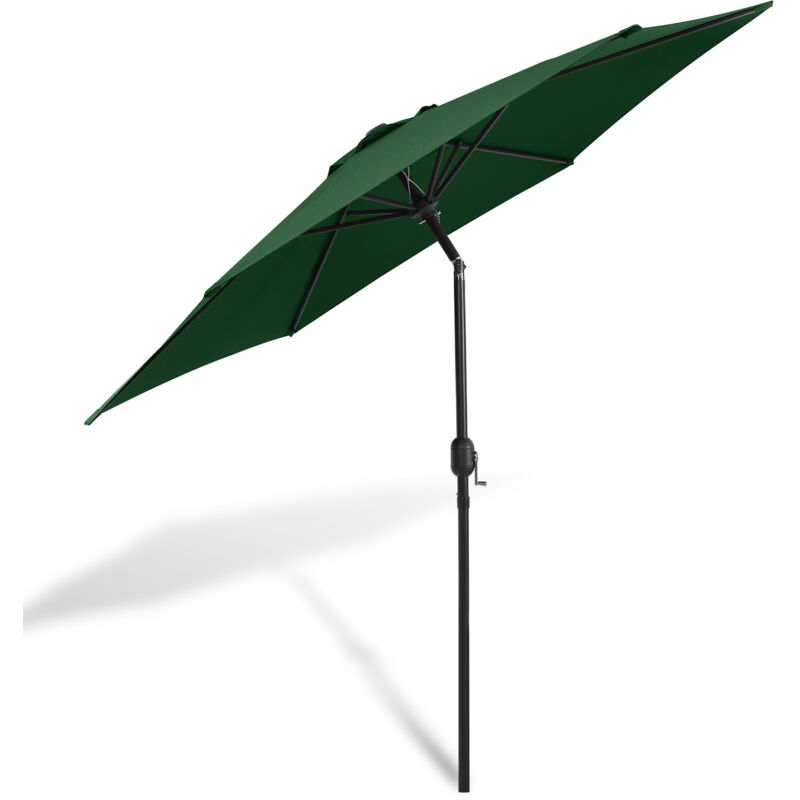 2.7m parasol parapluie de jardin hydrofuge avec manivelle jardin UV40+ balcon extérieur, vert, 2.7m