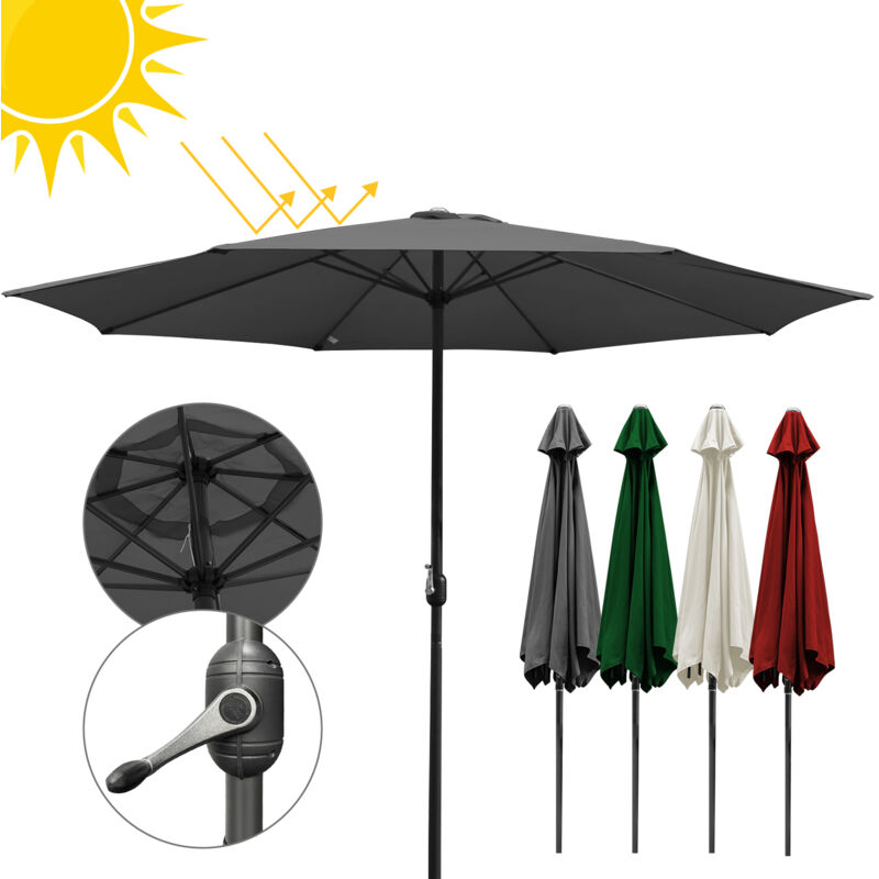 3.5m Parasol Parasol UV40+ Parasol solaire de jardin,Gris - Hengda