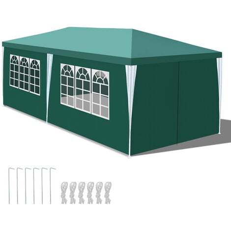 Hengda 3x6m Gazebo Gazebos & Tentes de fête Chapiteau PE Camping Structure en acier Tente de jardin Tente de fête avec franges - bleu