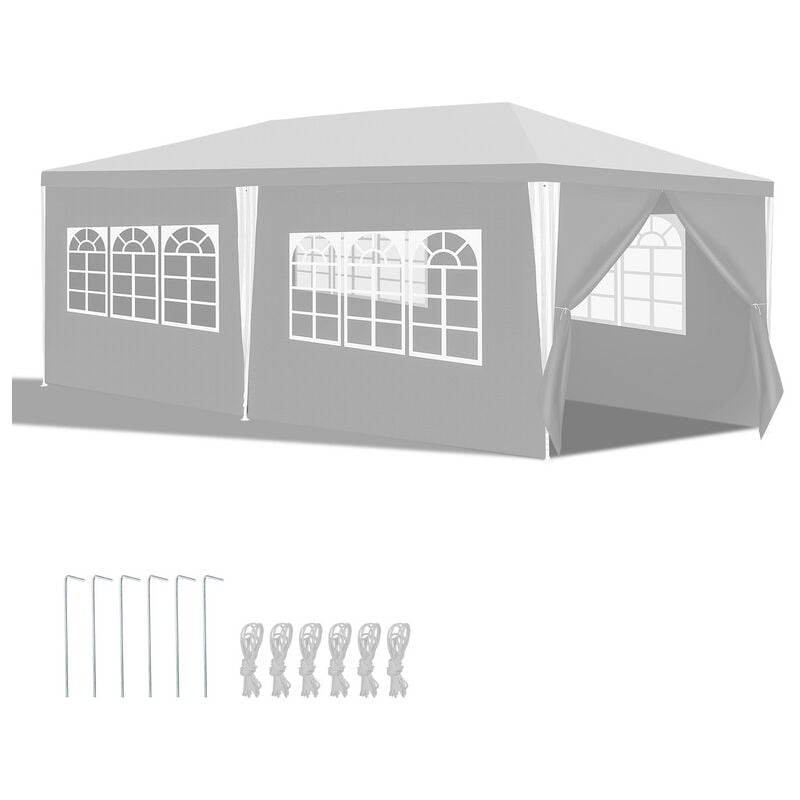 Hengda - 3x6m Gazebo Gazebos & Tentes de fête Chapiteau pe Camping Structure en acier Tente de jardin Tente de fête avec franges - blanche