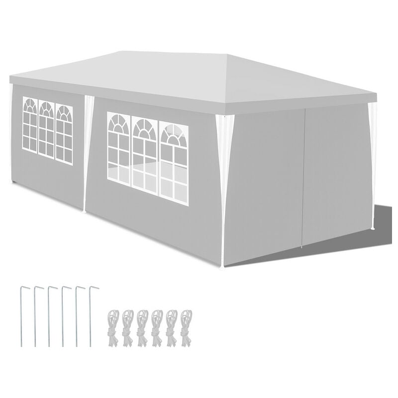 Einfeben - Tente Tonnelle de réception avec panneaux latéraux amovibles Grandes fenêtres Tente Fête Camping chapiteau ou tonnelle Blanc 3x6m - Blanc