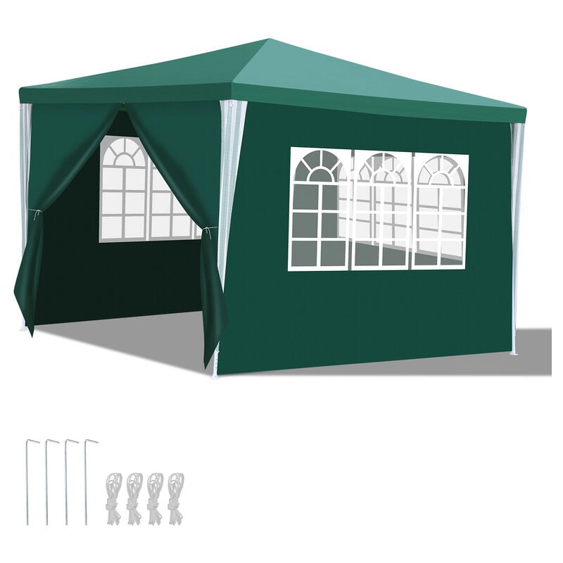 Einfeben - Tonnelle Camping Grandes chapiteau ou tonnelle Tonnelle de réception avec panneaux latéraux amovibles fenêtres Tente Fête Verte 3x3m - Vert
