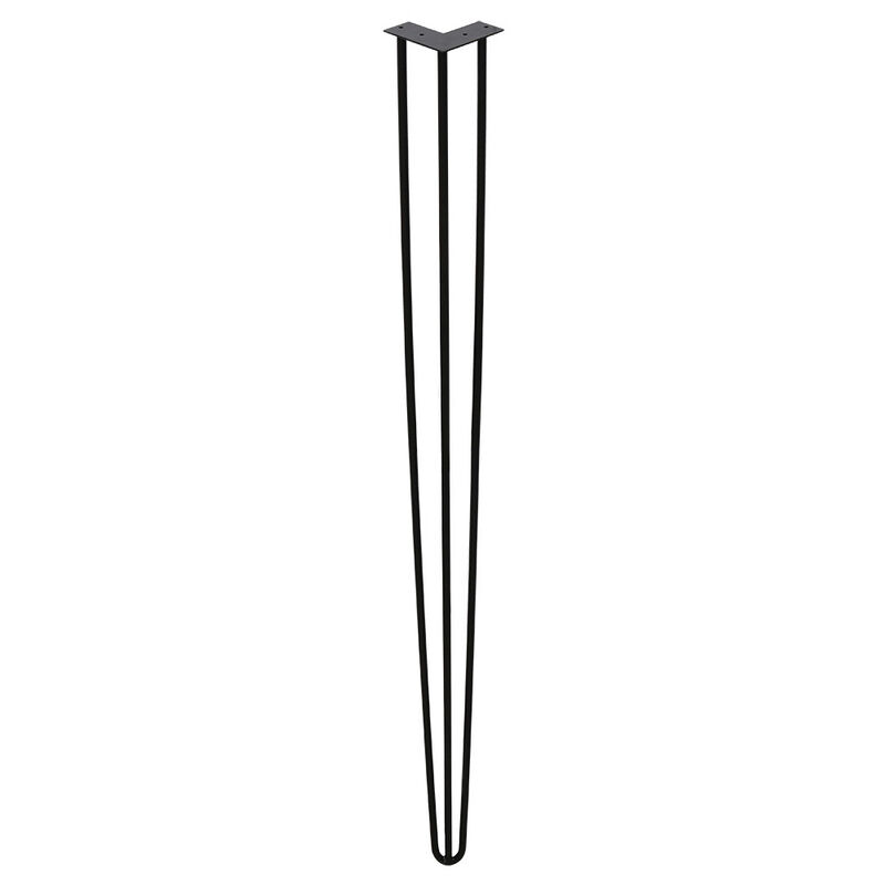 Image of 4 pezzi di gambe da tavolo in metallo tavolo nero eseguono tavolo a spillo per capelli osso 12 mm. gambe a forcina in acciaio. gamba a 3 rod. 72 cm