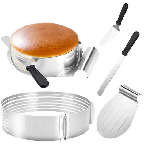Hengda 4 pièces Aide à la découpe de la base de gâteau, anneau à gâteau de 23 à 30 cm de diamètre, pour la cuisson et la décoration de la cuisine - Argent
