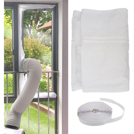 Hengda 400CM Cubierta Aislante Universal de Ventanas para Aire Acondicionado Portátiles y Secadoras, Bloquea el Aire Caliente, Mantiene Fresco - Blanco