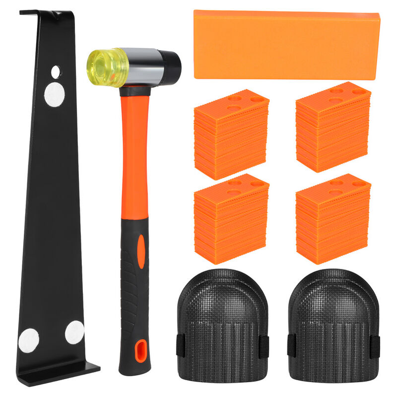 Image of 43x Kit per pavimenti in laminato Set completo per la posa del parquet Mazza di gomma Blocco di battuta resistente. barra di trazione - Arancione