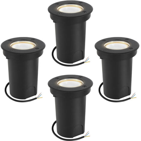 Hengda 4x 3W Luci sotterranee Orientabile lampada LED Bianco neutro - Nero Alloggiamento, sotterranea per giardino, illuminazione esterna
