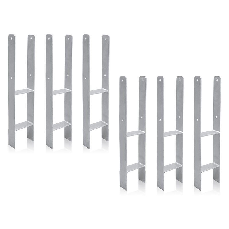 6x Ancres h support de poteau Accessoires pour jeux de jardin 600MM galvanisé à chaud galvanisé à chaud Ancres de poteau 121MM - Hengda
