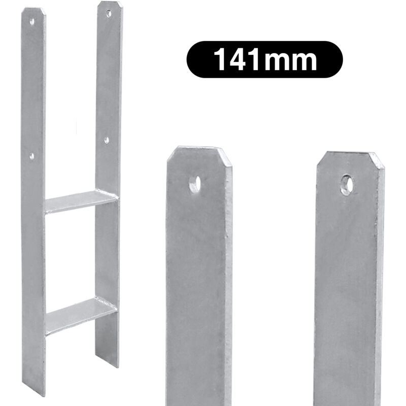 4x h Support de poteau H-ancre Ancre de poteau Pied de poteau Patte de poteau 141x600mm - Hengda