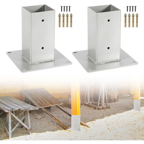 Hengda 4x Manicotto a vite quadrato Supporto per recinzione Ancoraggio in acciaio per Carport 90x90mm