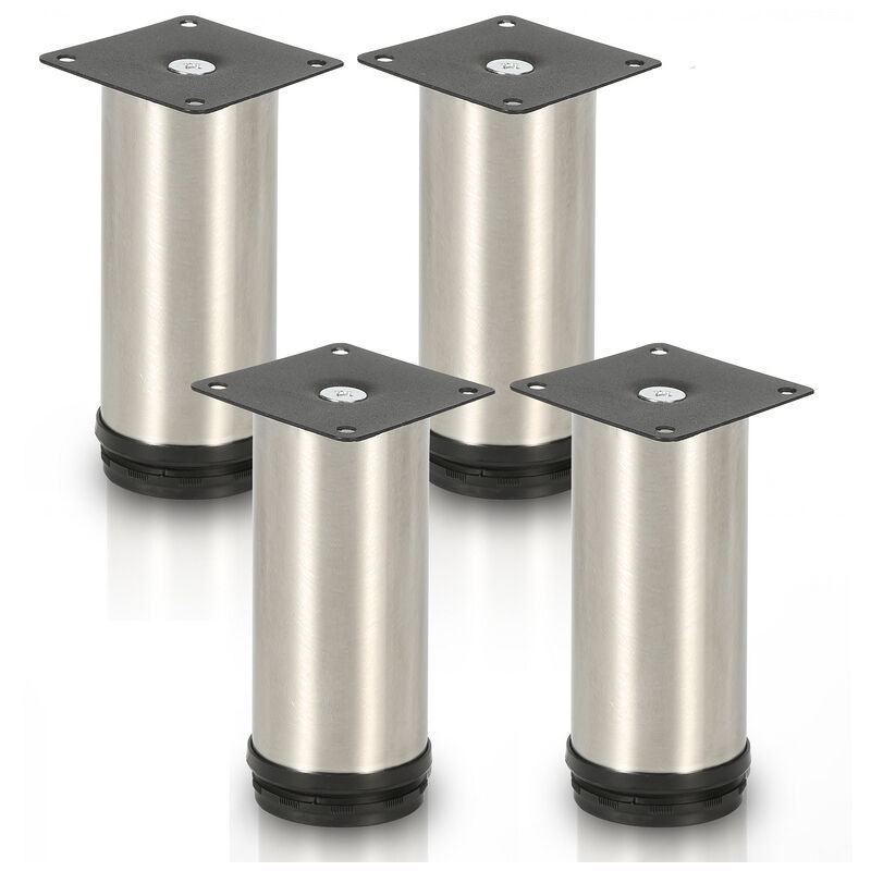 Hengda - 4X Pieds de meuble Pieds de socle Pieds réglables Pieds de canapé Pieds de meuble Réglables-Acier inoxydable-180mm - Argent