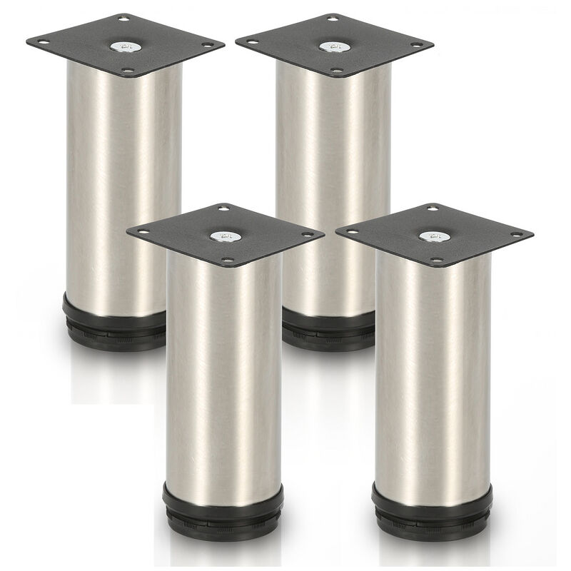 4X Pieds de meuble Pieds de socle Pieds réglables Pieds de canapé Pieds de meuble Réglables-Acier inoxydable-150mm - Argent - Hengda