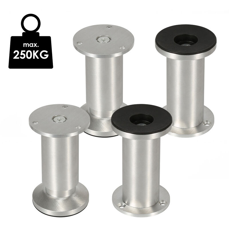 4X Pieds de meuble Pieds de socle Pieds de meuble Pied d'armoire Lit Réglable-Aluminium-120mm