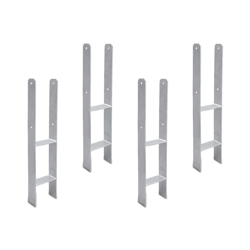 4x Ancrage de poteau Support de poteau en h Ancrage de poteau encastré pour abris de voiture. maisons sur pilotis 91MM - Hengda