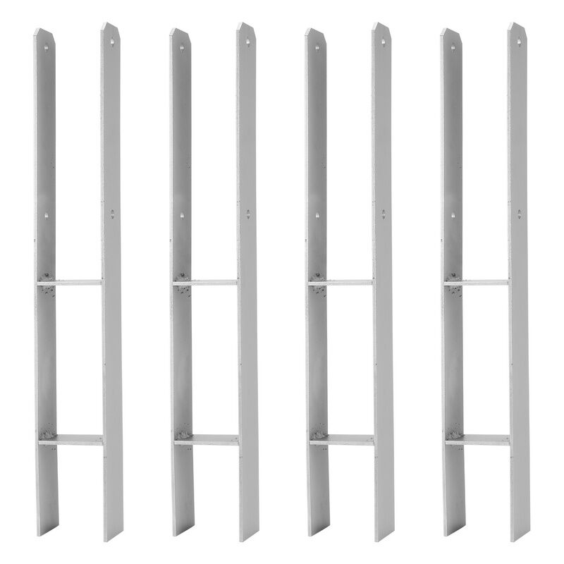 4x support de poteau Ancres en h Support de poteau Ancre de poteau Sabot de sol 600MM Ancre 91MM - Hengda