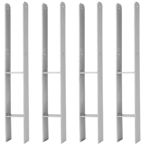 HENGDA 4x support de poteau Ancres en H Support de poteau Ancre de poteau Sabot de sol 600MM Ancre 91MM