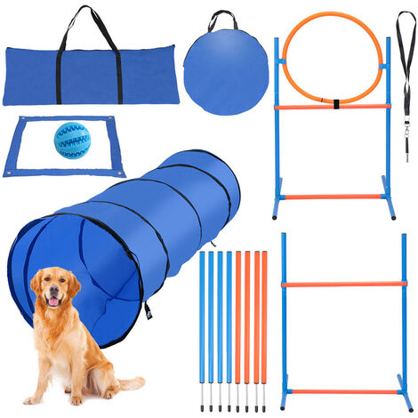 Hengda 5 en 1 Perro agilidad formación conjunto con túnel pausa caja anillo de salto barras de slalom