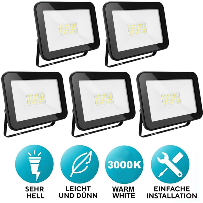 EINFEBEN 5 Projecteurs LED 20W Blanc chaud Haute Luminosité