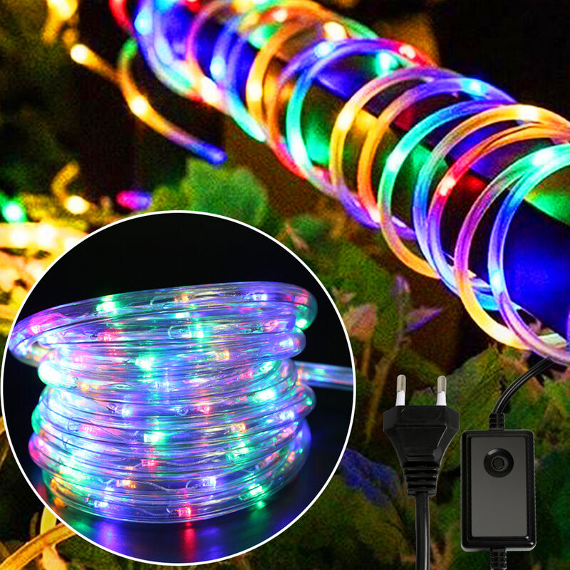 Vingo Tube Lumineux Extérieur led Guirlande Lumineuse Décoration et Adapteur d'alimentation Multicolore-10M