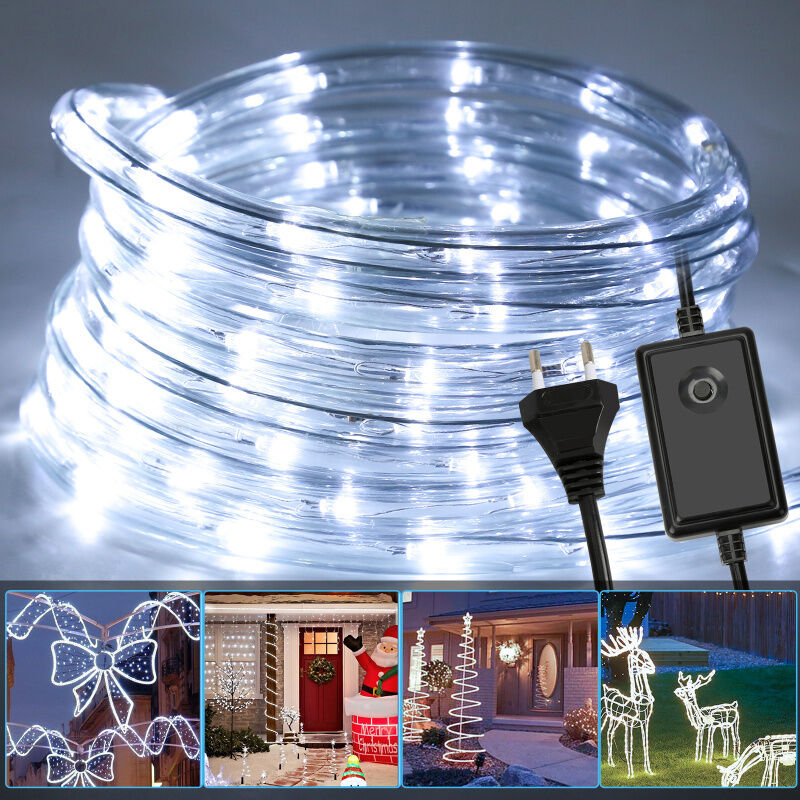 Einfeben Tube lumineux led Chaîne lumineuse Extérieur/Intérieur Noël 30M Blanc froid