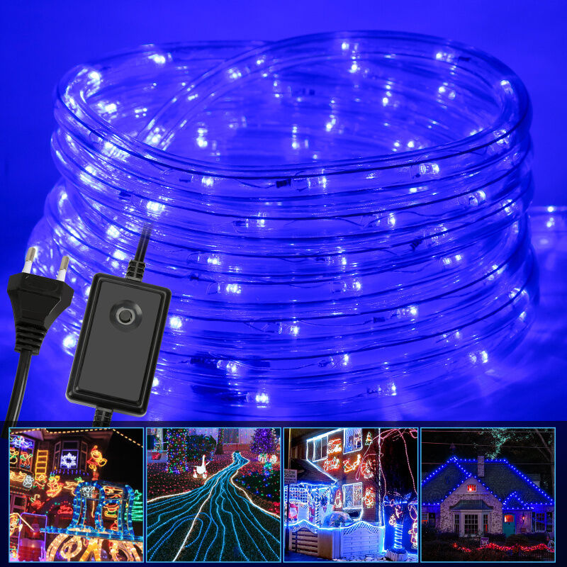 Einfeben Tuyau lumineux led Chaîne de lumière Tuyau lumineux Party Light Garden bleu-30m