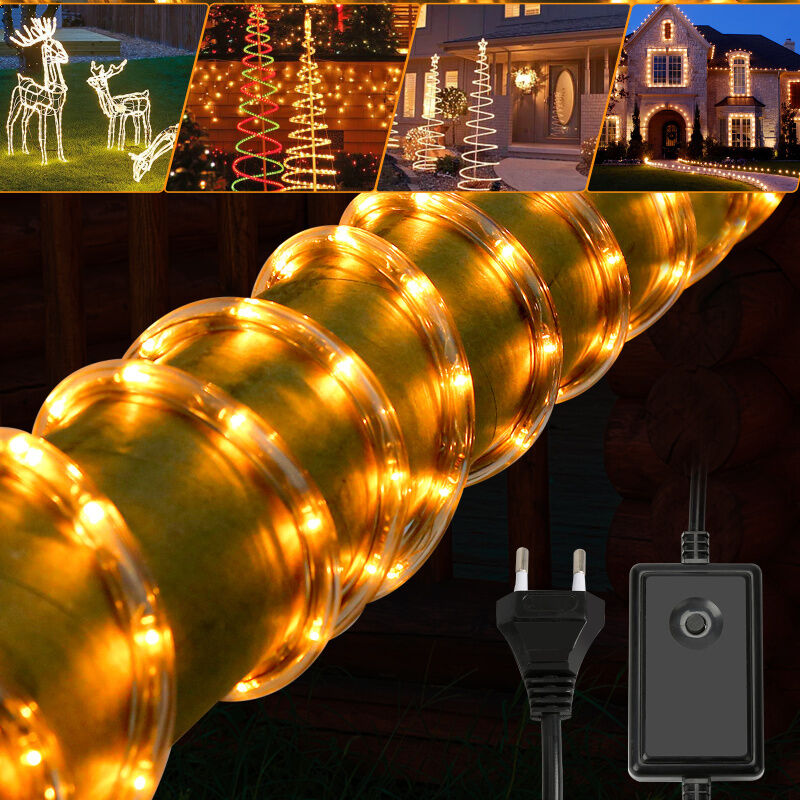 Einfeben Tube lumineux led Chaîne lumineuse Extérieur/Intérieur Noël 20M Blanc chaud